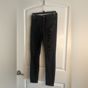 Black high rise ankle skinny jeans